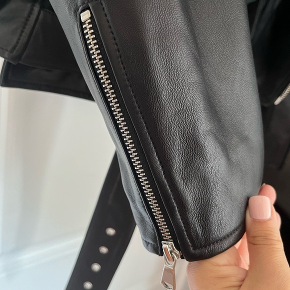 MONSE Cutout Belted Leather Biker Jacket in Black Medium - Picture 13 of 14